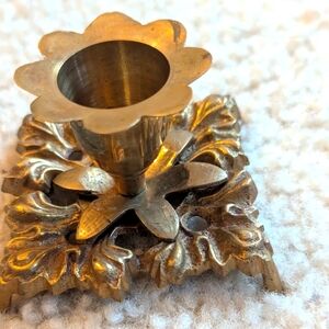 Elegant Brass Gold Single Candle Holder With Intricate Design